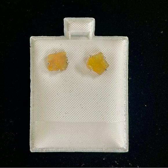 Sterling silver one of a kind rough Ethiopian Opal earrings - Picture 4 of 6